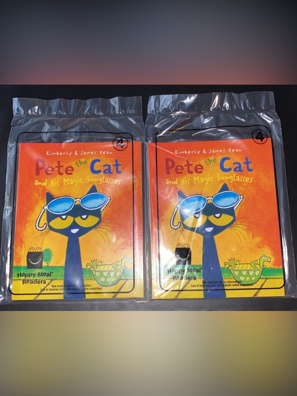 2x Mcdonalds X Books Pete the cat and his magic sunglasses #4 kids readers book